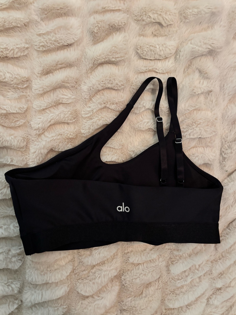 ALO Yoga Black Asymmetric Strap Sports Bra
